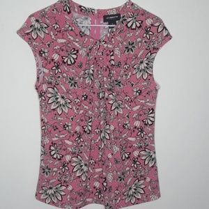 Pink, tan, and black flower top